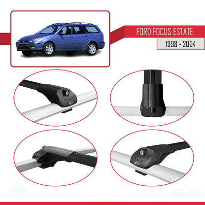 Compatibile con Ford Focus (C170) Station Wagon 1998-2004 ACE-1 Barre portatutto per auto Portapacchi in alluminio nero 2 barre