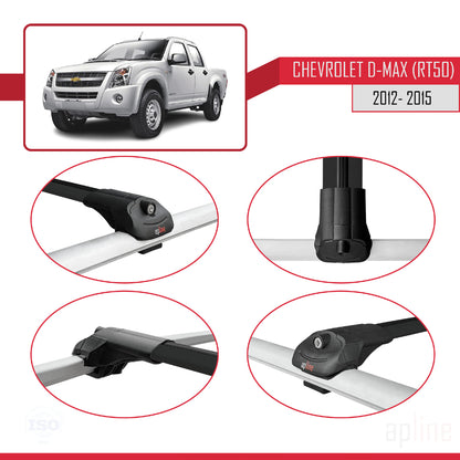 Compatibile con Chevrolet D-Max (RT50) 2012-2015 ACE-1 Barre portatutto per auto Portapacchi in alluminio nero 2 barre