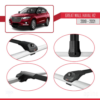 Compatibile con Great Wall Haval H2 2019-2021 ACE-1 Barre portatutto per auto Portapacchi in alluminio nero 3 barre