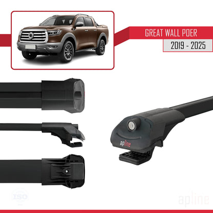 Compatibile con Great Wall Poer 2019-2025 ACE-1 Barre portatutto per auto Portapacchi in alluminio nero 3 barre