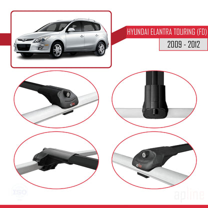 Compatibile con Hyundai Elantra Touring (FD) 2009-2012 Barre portatutto ACE-1 per auto, barre portatutto in alluminio nero, 3 barre