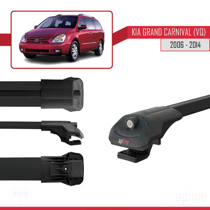 Compatible with Kia Grand Carnival 2 (VQ) 2006-2014 ACE-1 Car Roof Rack Cross Bar Black Aluminium 2 Bars