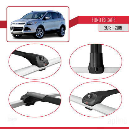 Compatibile con Ford Escape 3 2013-2019 ACE-1 Barre portatutto per auto Portapacchi in alluminio nero 3 barre
