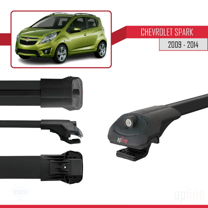 Compatibile con Chevrolet Spark (M300) 2009-2014 ACE-1 Barre portatutto per auto Portapacchi in alluminio nero 2 barre