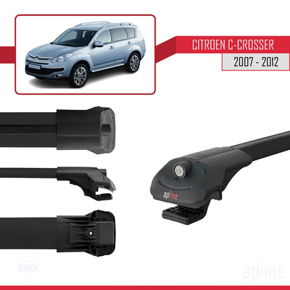 Compatibile con Citroen C-Crosser 2007-2012 ACE-1 Barre portatutto per auto Portapacchi Alluminio nero 3 barre