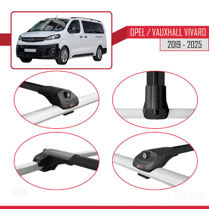 Compatible avec Opel Vivaro C 2019-2025 ACE-1 Barres de Toit Railing Porte-Bagages de Voiture Noir Aluminium 3 Barres