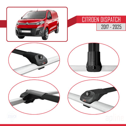 Compatibile con Citroen Dispatch (K0) 2017-2025 ACE-1 Barre portatutto per auto Portapacchi in alluminio nero 2 barre