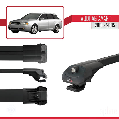 Compatible avec Audi A6 Avant 2001-2005 ACE-1 Barres de Toit Railing Porte-Bagages de Voiture Noir Aluminium 3 Barres