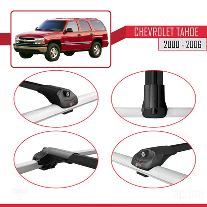 Compatible avec Chevrolet Tahoe 2000-2006 ACE-1 Barres de Toit Railing Porte-Bagages de Voiture Noir Aluminium 2 Barres