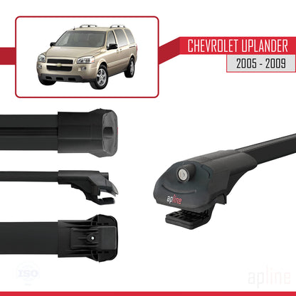 Compatible avec Chevrolet Uplander 2005-2009 ACE-1 Barres de Toit Railing Porte-Bagages de Voiture Noir Aluminium 3 Barres