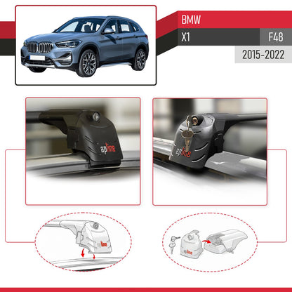Compatibile con BMW X1 (F48) 2016-2022 ACE-2 Barre Tetto Portapacchi Auto Barre Portatutto Nero Alluminio 2 Barre