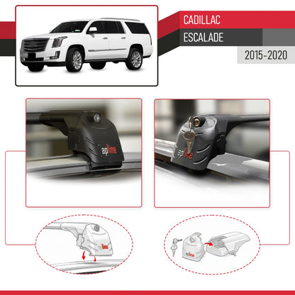 Compatibile con Cadillac Escalade 2015-2020 ACE-2 Barre Tetto Portapacchi Auto Barre Portatutto Nero Alluminio 2 Barre