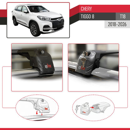 Compatibile con Chery Tiggo 8 2018-2024 ACE-2 Barre Tetto Portapacchi Auto Barre Portatutto Nero Alluminio 2 Barre