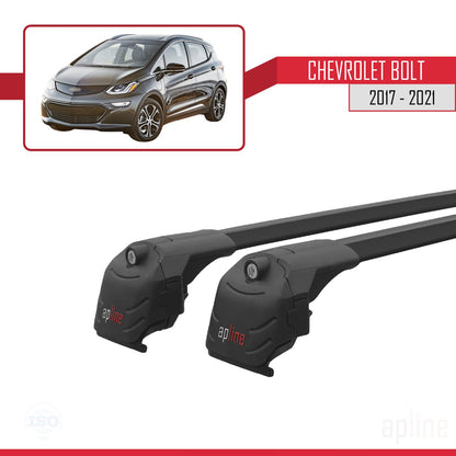 Kompatibel mit Chevrolet Bolt 2017-2021 ACE-2 Dachgepäckträger, Reling, Gepäckträger, schwarzes Aluminium, 2 Stangen