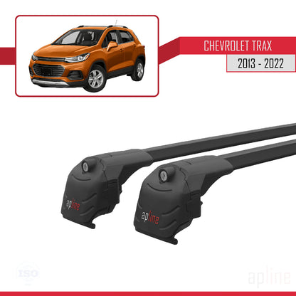 Kompatibel mit Chevrolet Trax (U200) 2013-2022 ACE-2 Dachgepäckträger, Reling, Gepäckträger, schwarzes Aluminium, 2 Stangen