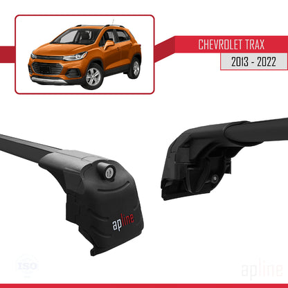 Kompatibel mit Chevrolet Trax (U200) 2013-2022 ACE-2 Dachgepäckträger, Reling, Gepäckträger, schwarzes Aluminium, 2 Stangen