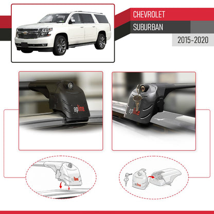 Compatibile con Chevrolet Suburban 2015-2020 ACE-2 Barre Tetto Portapacchi Auto Barre Portatutto Nero Alluminio 2 Barre