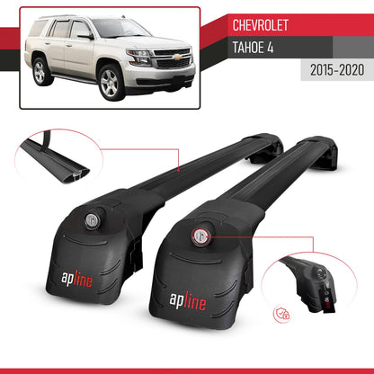 Compatible with Chevrolet Tahoe 4 2015-2020 ACE-2 Car Roof Rack Cross Bar Black Aluminium 2 Bars