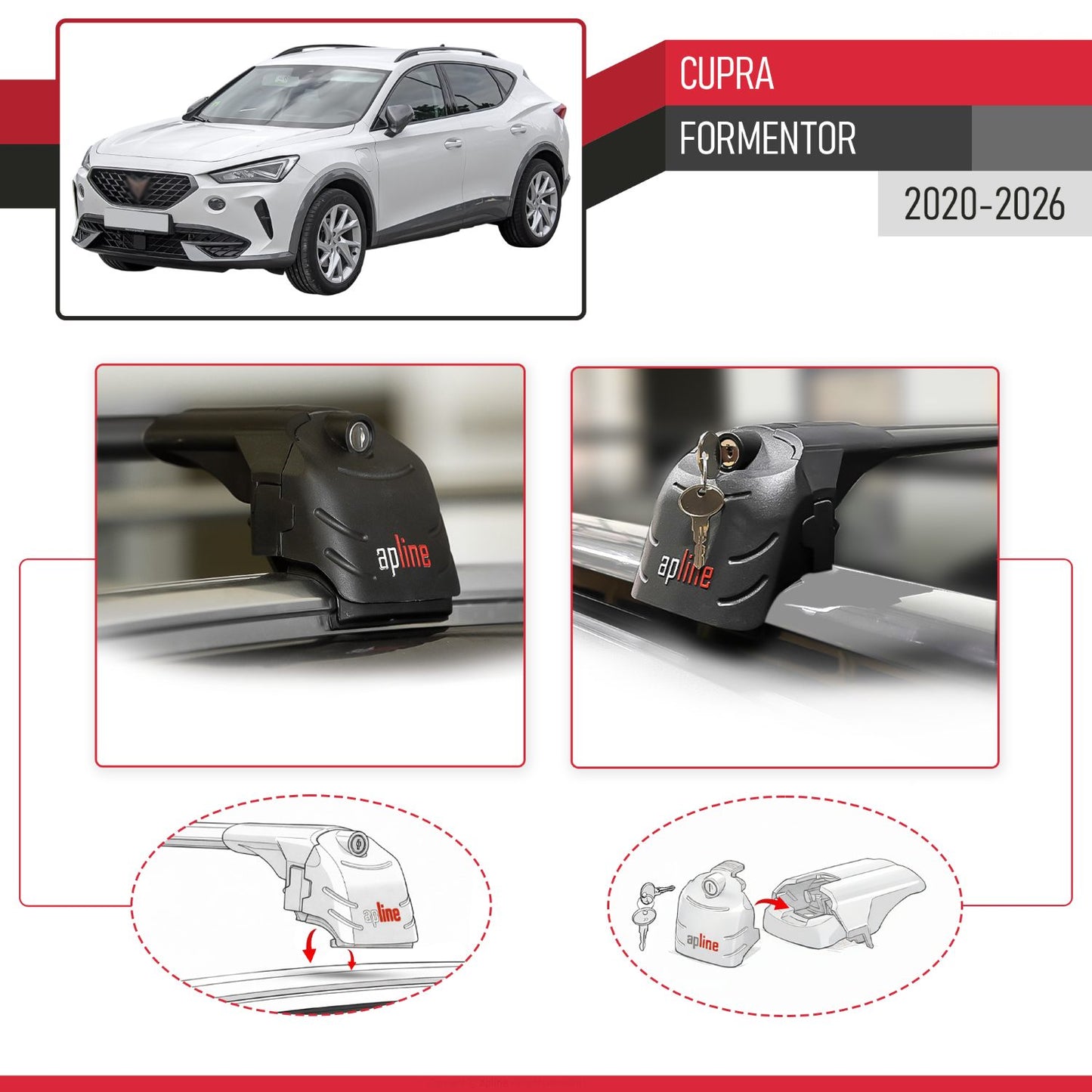 Compatibile con Cupra Formentor 2020-2025 ACE-2 Barre Tetto Portapacchi Auto Barre Portatutto Nero Alluminio 2 Barre