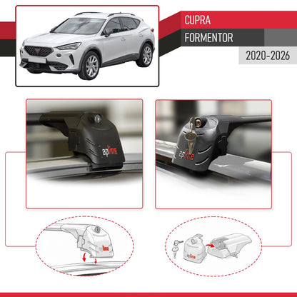Compatibile con Cupra Formentor 2020-2025 ACE-2 Barre Tetto Portapacchi Auto Barre Portatutto Nero Alluminio 2 Barre