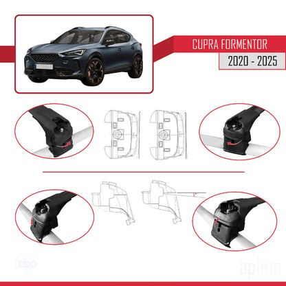 Kompatibel mit Cupra Formentor 2020-2025 ACE-2 Dachgepäckträger, Reling, Gepäckträger, schwarzes Aluminium, 2 Stangen