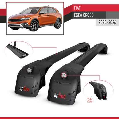 Compatible with Fiat Egea Cross 2020-2025 ACE-2 Car Roof Rack Cross Bar Black Aluminium 2 Bars