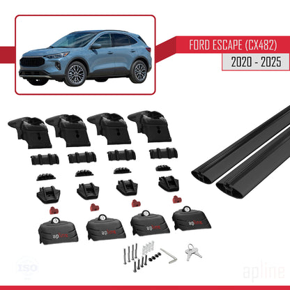 Compatibile con Ford Escape 4 (CX482) 2020-2025 ACE-2 Barre portatutto per auto Portapacchi in alluminio nero 2 barre