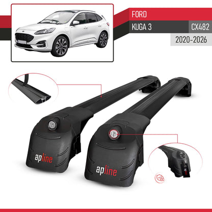 Compatibile con Ford Kuga 3 (CX482) 2020-2025 ACE-2 Barre Tetto Portapacchi Auto Barre Portatutto Nero Alluminio 2 Barre
