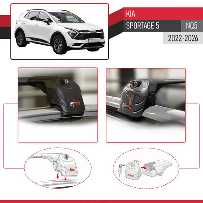 Compatibile con Kia Sportage 5 (NQ5) 2022-2025 Non-Sunroof ACE-2 Barre Tetto Portapacchi Auto Barre Portatutto Nero Alluminio 2 Barre