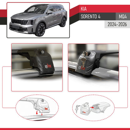 Compatibile con Kia Sorento 4 (MQ4) 2021-2025 ACE-2 Barre Tetto Portapacchi Auto Barre Portatutto Nero Alluminio 2 Barre