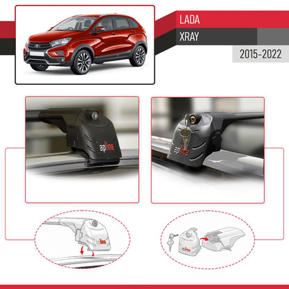 Compatibile con Lada Xray 2015-2022 ACE-2 Barre Tetto Portapacchi Auto Barre Portatutto Nero Alluminio 2 Barre