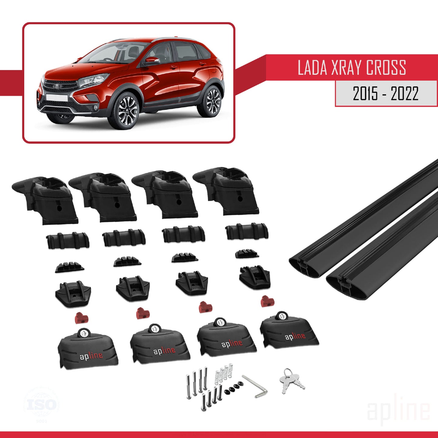 Compatible avec Lada Xray 2015-2022 ACE-2 Barres de Toit Railing Porte-Bagages de Voiture Noir Aluminium 2 Barres