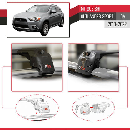 Compatibile con Mitsubishi Outlander Sport (GA) 2010-2022 ACE-2 Barre Tetto Portapacchi Auto Barre Portatutto Nero Alluminio 2 Barre