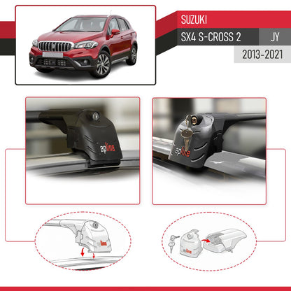 Compatibile con Suzuki SX4 S-Cross 3 (JYB) 2013-2021 ACE-2 Barre Tetto Portapacchi Auto Barre Portatutto Nero Alluminio 2 Barre