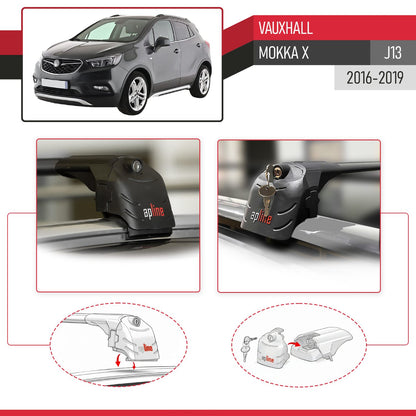 Compatible with Vauxhall Mokka X (J13) 2016-2019 ACE-2 Car Roof Rack Cross Bar Black Aluminium 2 Bars
