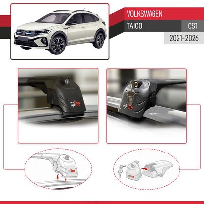 Compatibile con Volkswagen Taigo (CS1) 2021-2025 ACE-2 Barre Tetto Portapacchi Auto Barre Portatutto Nero Alluminio 2 Barre