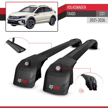 Compatibile con Volkswagen Taigo (CS1) 2021-2025 ACE-2 Barre Tetto Portapacchi Auto Barre Portatutto Nero Alluminio 2 Barre