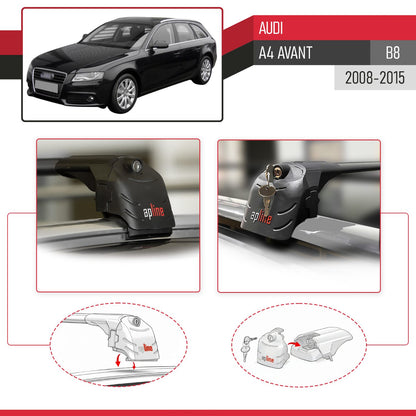 Compatibile con A4 (B8) Avant 2008-2015 ACE-2 Barre Tetto Portapacchi Auto Barre Portatutto Nero Alluminio 2 Barre