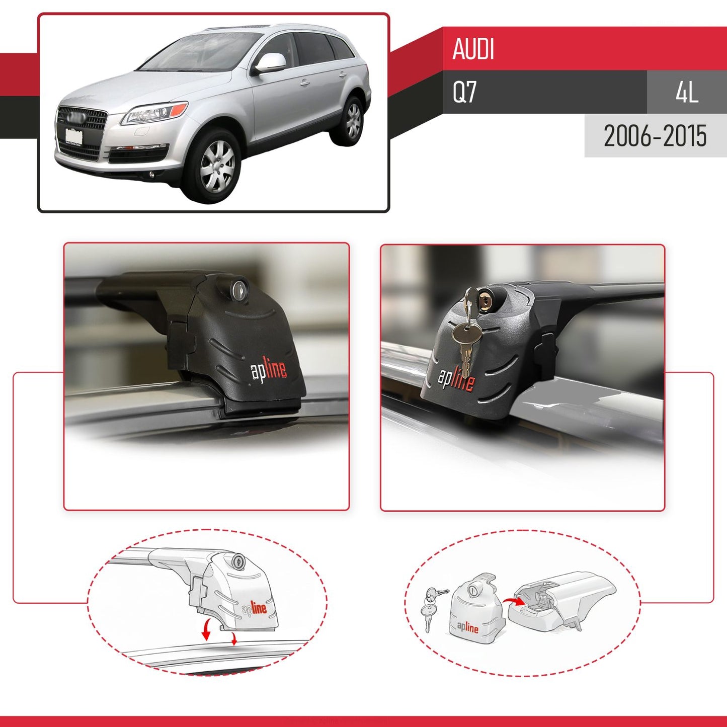 Compatibile con Q7 (4L) 2006-2015 ACE-2 Barre Tetto Portapacchi Auto Barre Portatutto Nero Alluminio 2 Barre