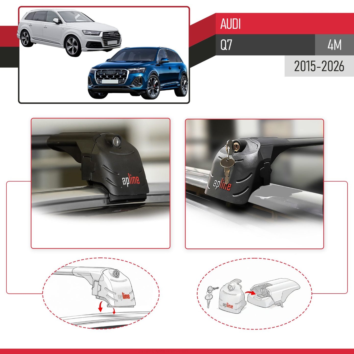 Compatible with Q7 (4M) 2016-2025 ACE-2 Car Roof Rack Cross Bar Black Aluminium 2 Bars