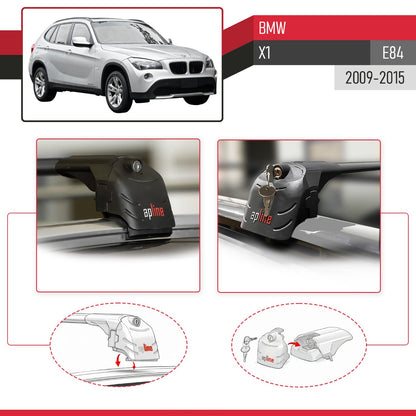 Compatibile con BMW X1 (E84) 2010-2015 ACE-2 Barre Tetto Portapacchi Auto Barre Portatutto Nero Alluminio 2 Barre