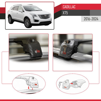 Compatibile con Cadillac XT5 2017-2024 ACE-2 Barre Tetto Portapacchi Auto Barre Portatutto Nero Alluminio 2 Barre