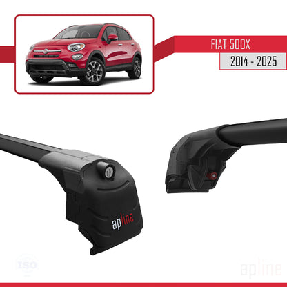 Compatibile con Fiat 500X 2014-2025 ACE-2 Barre Portatutto Portapacchi Auto Alluminio Nero 2 Barre