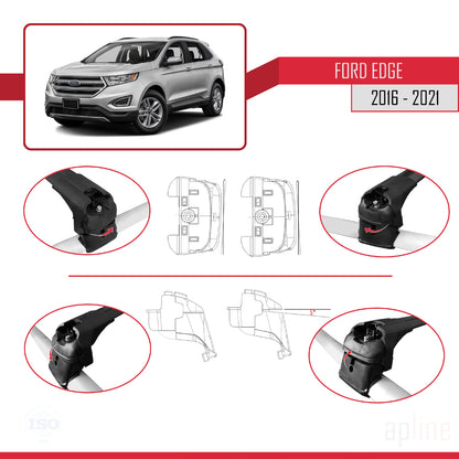 Compatibile con Ford Edge (CD539) 2016-2021 Barre portatutto ACE-2 in alluminio nero, 2 barre