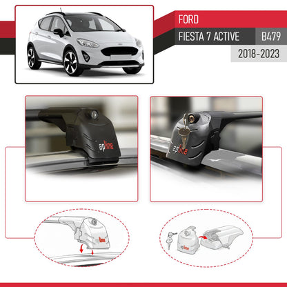 Compatibile con Ford Fiesta 7 Active 2018-2023 ACE-2 Barre Tetto Portapacchi Auto Barre Portatutto Nero Alluminio 2 Barre
