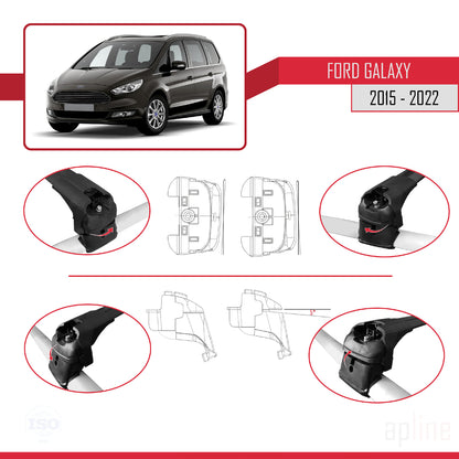 Compatibile con Ford Galaxy 2 (CD390) 2015-2022 Barre portatutto ACE-2 in alluminio nero, 2 barre