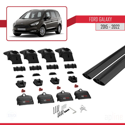Compatibile con Ford Galaxy 2 (CD390) 2015-2022 Barre portatutto ACE-2 in alluminio nero, 2 barre
