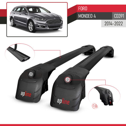 Compatibile con Ford Mondeo 4 (CD391) 2014-2022 ACE-2 Barre Tetto Portapacchi Auto Barre Portatutto Nero Alluminio 2 Barre