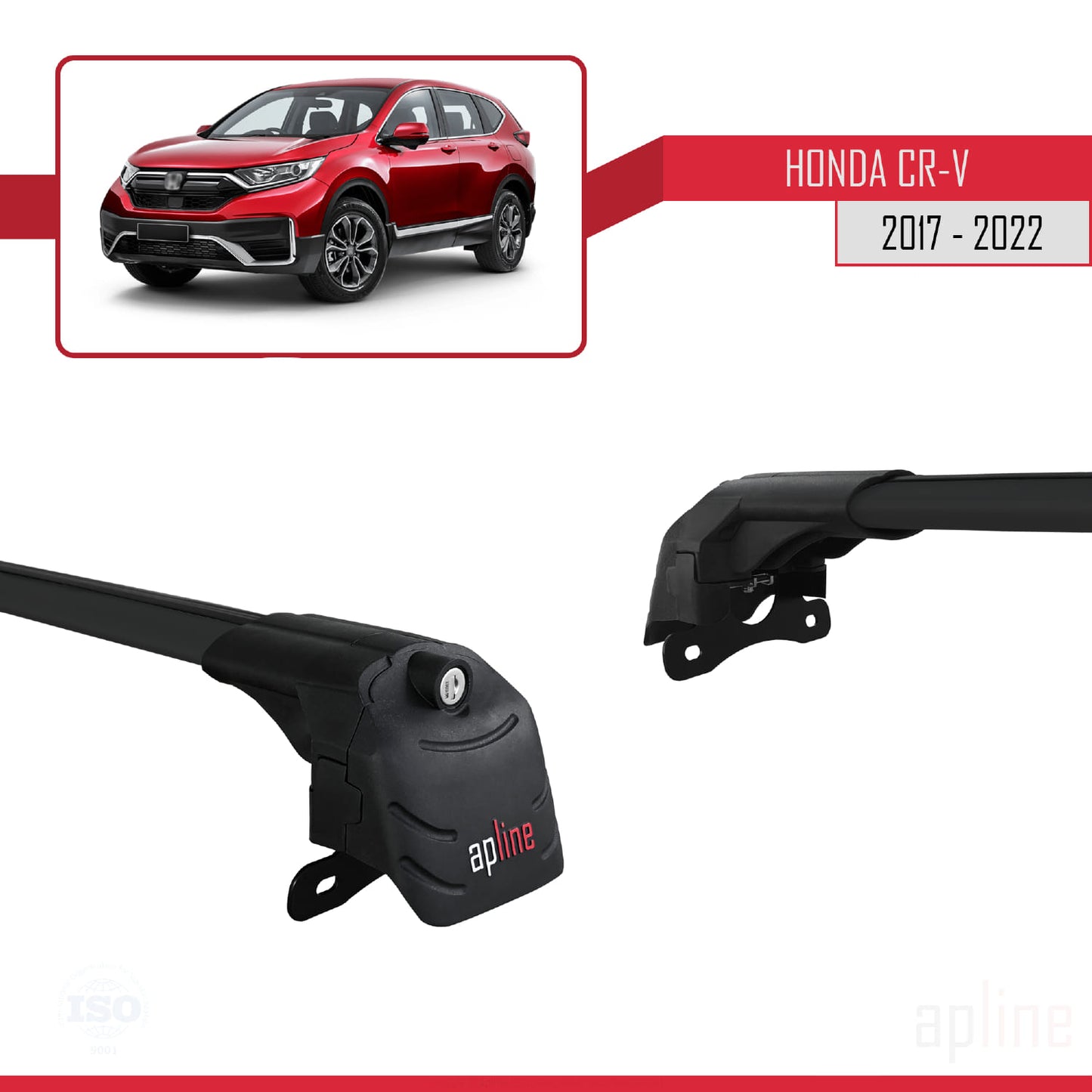 Compatibile con Honda CR-V 5 2017-2022 ACE-2 Barre portatutto per auto Portapacchi in alluminio nero 2 barre