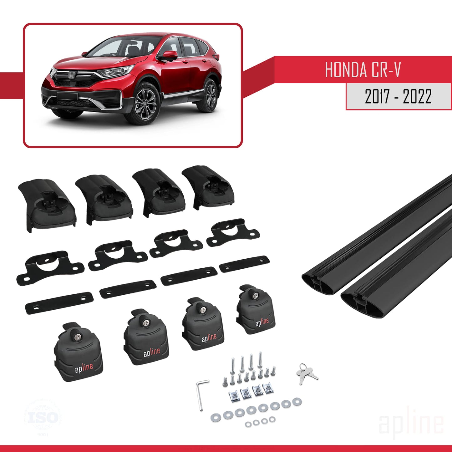 Compatibile con Honda CR-V 5 2017-2022 ACE-2 Barre portatutto per auto Portapacchi in alluminio nero 2 barre